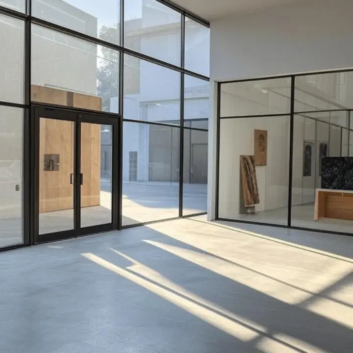 A DesignPulseeHub stúdió külső nézete esti, hangulatos fényekkel